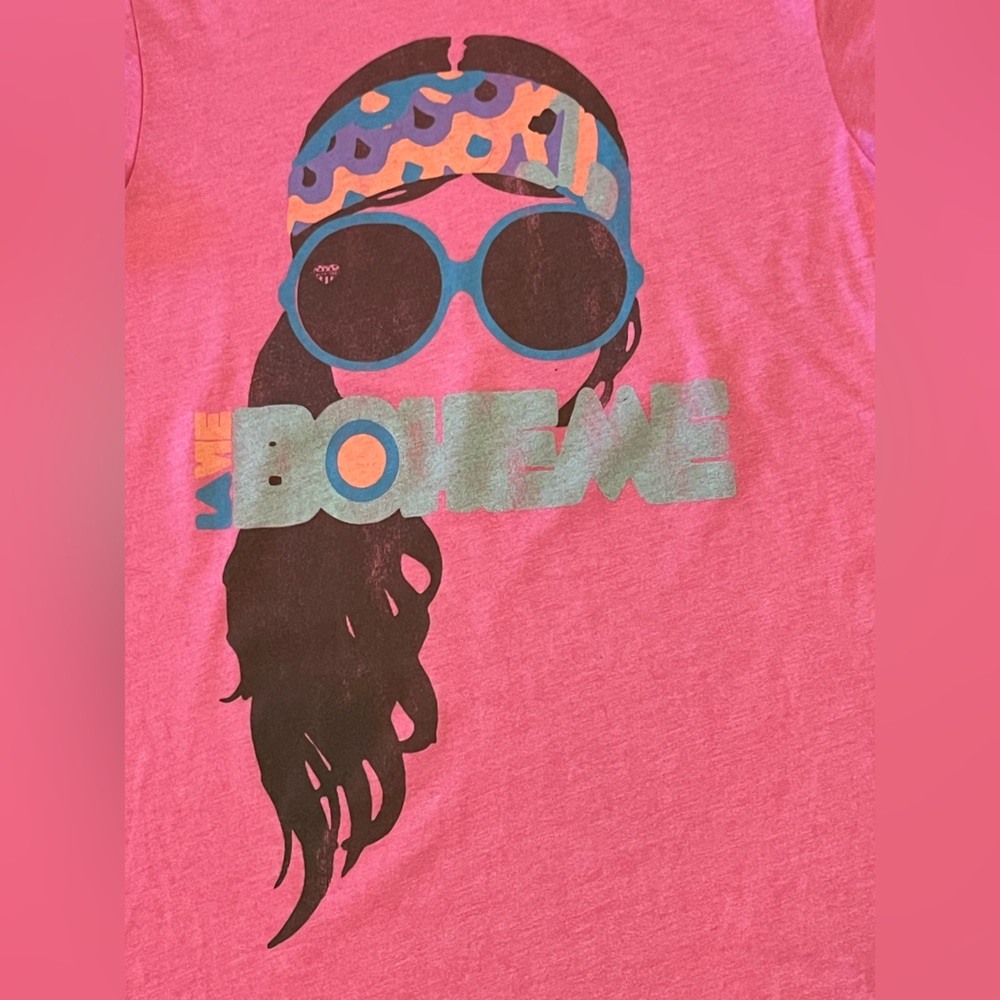 Junk Food La Vie Boheme (The Bohemian Life) Face Pink Shirt Size Small - Picture 2 of 7